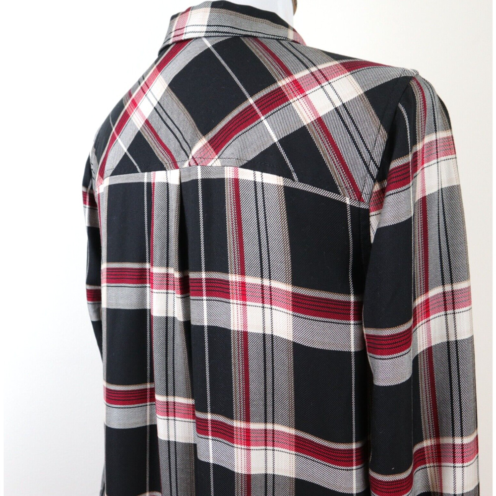 J Jill Size Petite XS Tencel Popover Shirt Dress Black Red Plaid - Picture 6 of 11